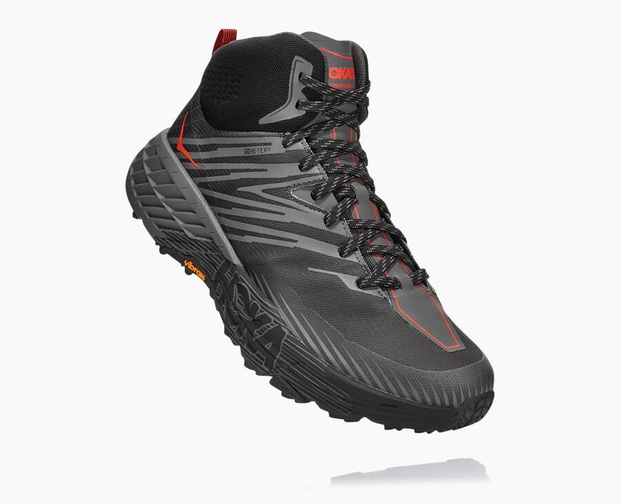 Hoka One One Speedgoat Mid Gore-Tex 2 - Men Trail Shoes - Black,Australia HIK-598412